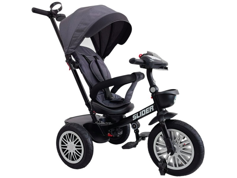Велосипед трехколесный SLIDER, колёса EVA 12 и 10", фара, корзинка, сумочка