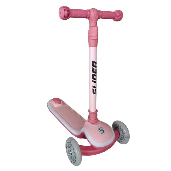 Самокат трехколесный Slider, светящиеся полиуретановые колёса и платформа, руль складной