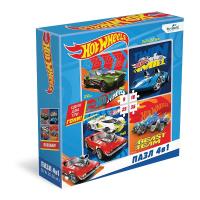 Hot wheels Набор Пазл 4 в 1 .9-16-25-36 Элементов "Крутые гонщики"
