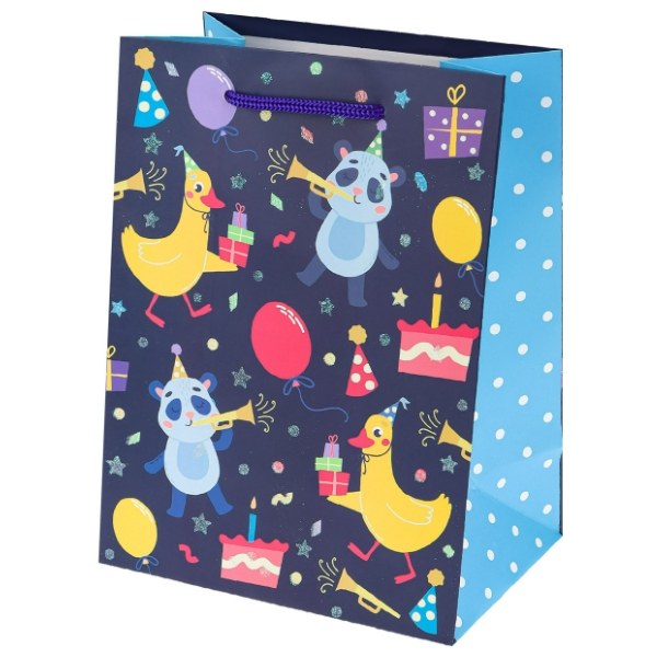 Dream cards Пакет подар. с мат. лам. и глит. (12 шт в наборе) 18*23*10 см(М), Праздничная Утка