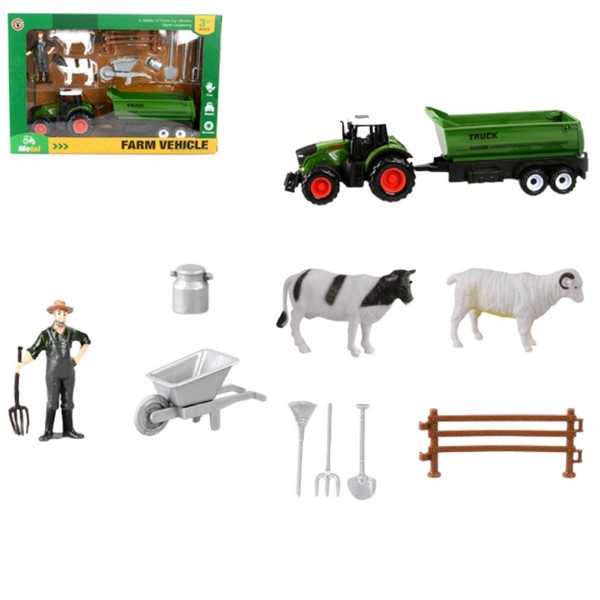 Набор "Ферма" трактор с прицепом металлические
