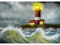 Холст с красками по номерам "Маяк в бушующем море" 22*30 см (16 цв.)