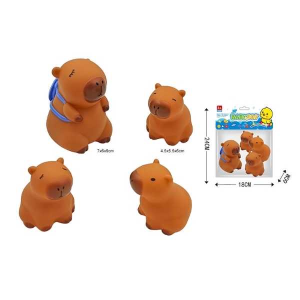 Набор игрушек для купания "Капибары", (4 шт) размер шт: 7*6*9 см; 4,5*5,5*6 см