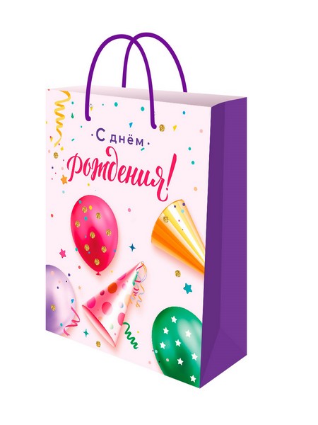 Dream cards Пакет подарочный с мат.ламинацией 22х31х10 см (ML) Праздник, 190г (собс.разр.)