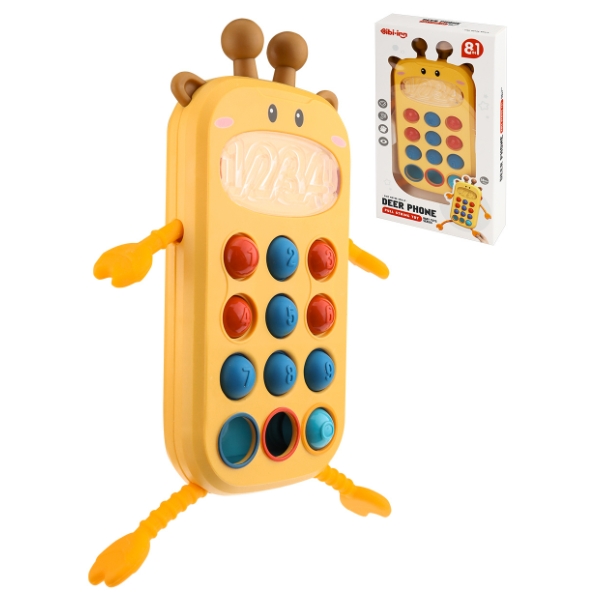 Музыкальный развивающий "Жираф" (ушки, ручки прорезыватели, кнопки поп-ит, в короб)