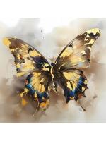 Холст с красками 40х40 см по ном., с зол.поталью (30цв) Золотая бабочка