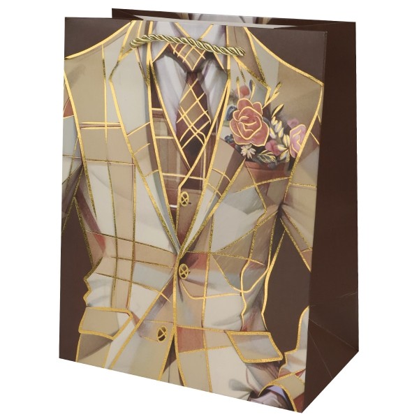 Dream cards Пакет подар.с мат.лам.и золотистым тисн., (12 шт в наборе) 26*32*10см(L)Желтый пиджак