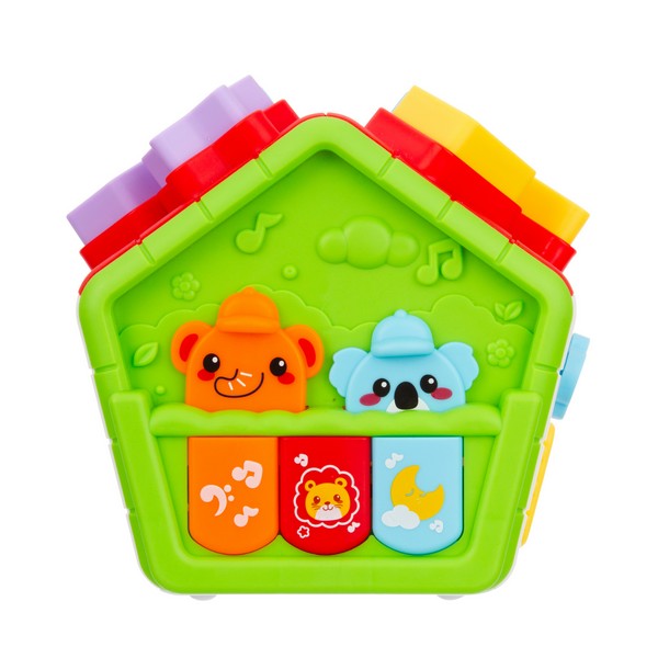 Игровой центр Elefantino "Музыкальный домик", забавные звуки, голоса животных, колыбельные, сортер Игровой центр Elefantino "Музыкальный домик", забавные звуки, голоса животных, колыбельные, сортер