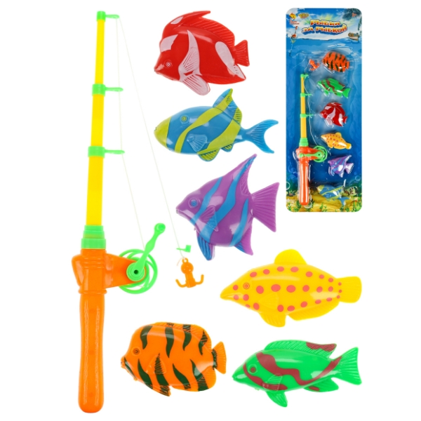Рыбалка пластиковая (20х50см) "Удачный улов" (6 рыбок,удочка с катушкой,в блистере), 56*17*3 см