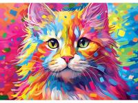 Алмазная мозаика "Котик в красках" (класс.) 22*32 см, с подрамником, с полным заполнением (24цв),