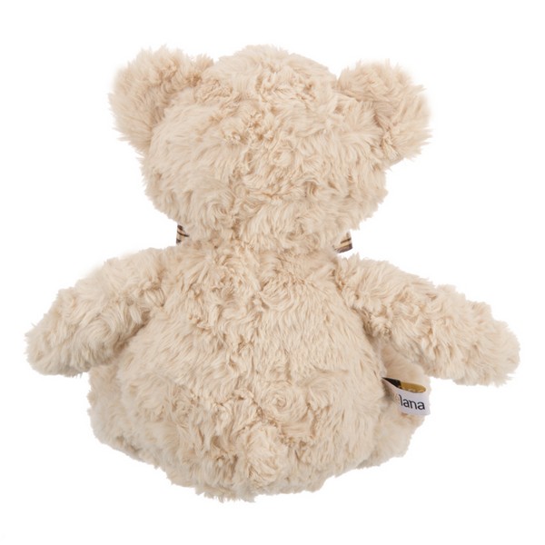 Мишка кремовый с коричневой ленточкой в клетку, 20 см