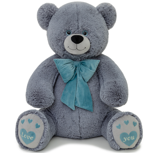Игрушка мягкая "Медведь Пьер с бантом", цвет: серый, 70 см