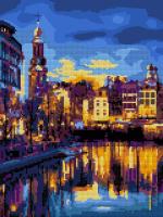 Алмазная мозаика 30*40 см (частичное заполнение) "Канал в Амстердаме"