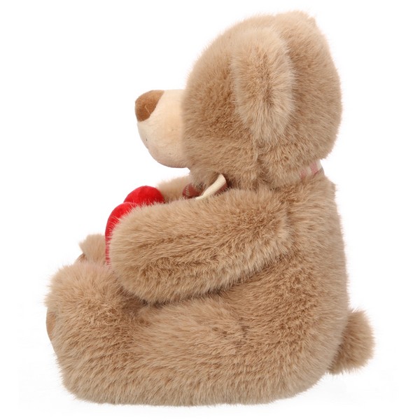 Мишка бежевый с сердцем, 19 см