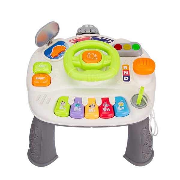 Центр развивающий Elefantino "Веселые гонки": игровой столик (25*25*21см), пианино, руль, светофор