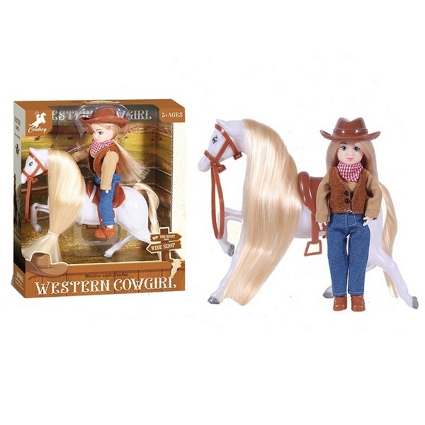 Кукла 18 см, в наборе с лошадкой