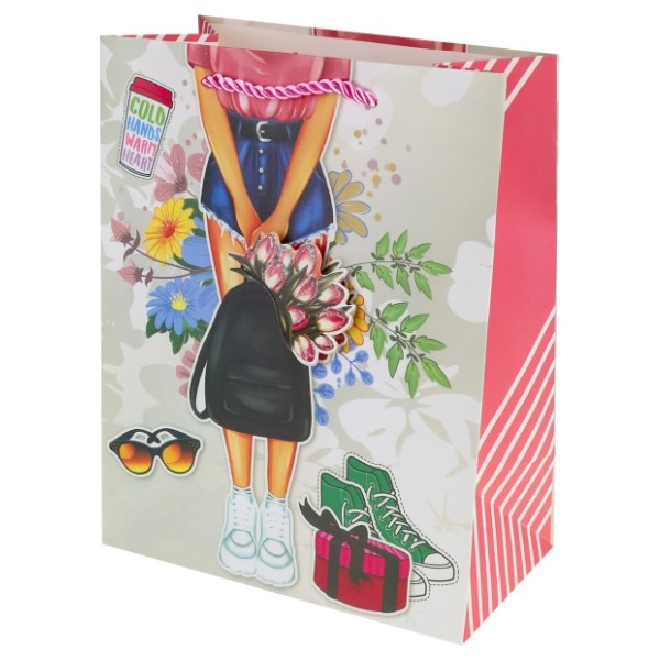 Dream cards Пакет подар.с мат.лам.,глит.и 3Dэлем.(12 шт в наборе),18х23х10см(М),Летний пикник, в пл