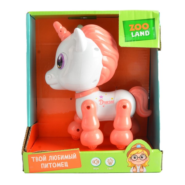 Игрушка Zooland "Единорожка", световые эффекты, повторюшка, двигается вперед/назад