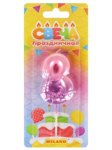 Свеча для торта Русалка, розовая Цифра 8