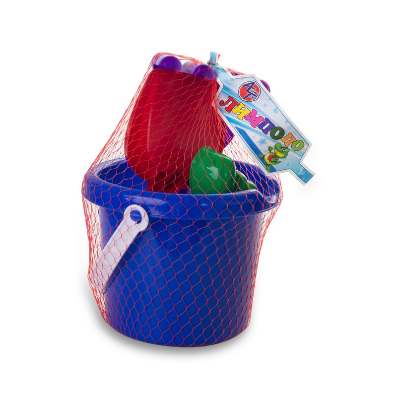 Песочный набор №22 (ведро мал, совок, грабли, 2 формочки руки-ноги)