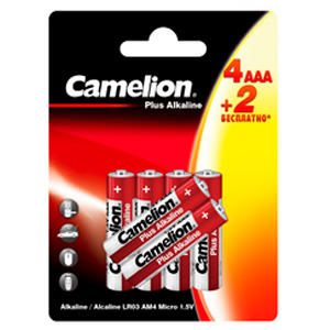 Батарейка (4+2 шт на блист.) 1.5В "Camelion Plus Alkaline LR03 4+2
