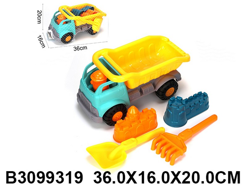 Набор "Песочный" (грузовик, совок, грабли, 2 формочки)