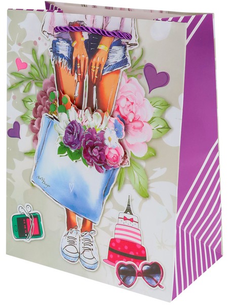 Dream cards Пакет подар.с мат.лам.,глит.и 3Dэлем.,30*41.5*12см(XL),Отдых в Париже,210г