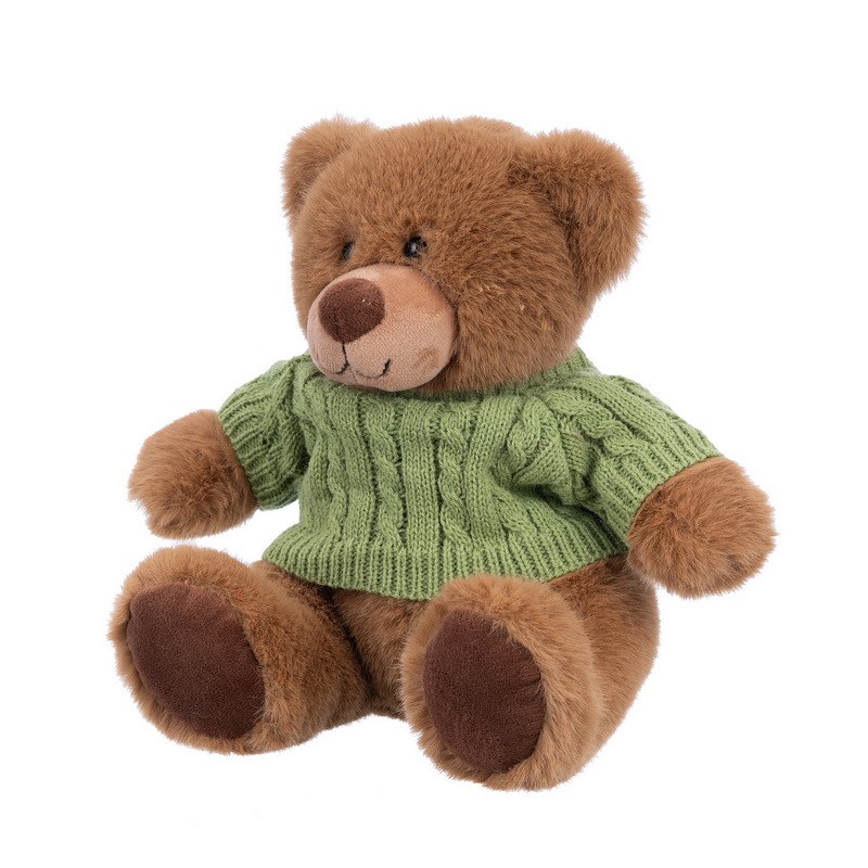 Игрушка мягконабивная ТМ "Relana" Мишка Арти бурый в зеленом свитере, 19 см