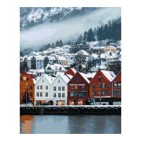 Картина по номерам на картоне 40*50 см "Норвегия зимой"