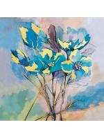 Холст с красками 40х40 см по ном., с зол.поталью  (30цв) Голубые цветы