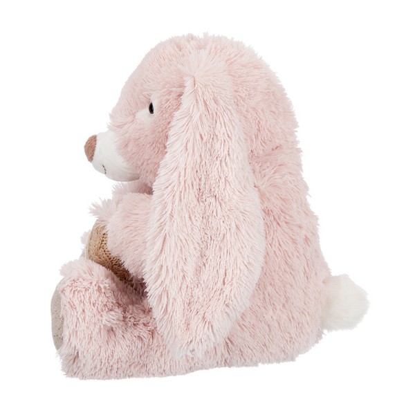 Заяц нежно-розовый с сердцем, 15 см