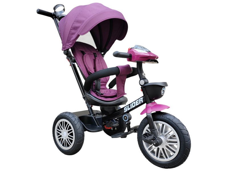Велосипед трехколесный SLIDER, колёса EVA 12 и 10", фара, корзинка, сумочка