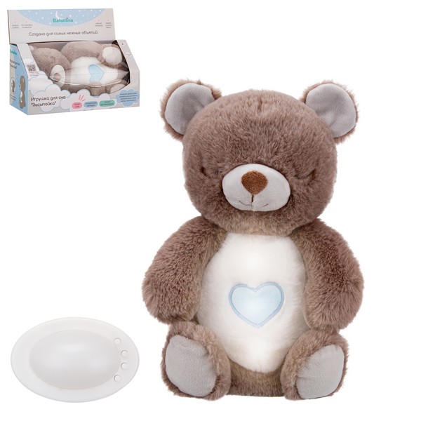 Игрушка для сна Elefantino "Мишка.Засыпайка", функция"Smart-Баю", колыбельные, белый шум, таймер