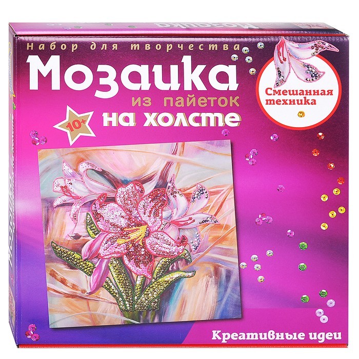 Мозаика из пайеток на холсте "Лилии"