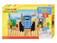 Пазл maxi 24 + раскраска "Синий трактор" (Биг Папа)