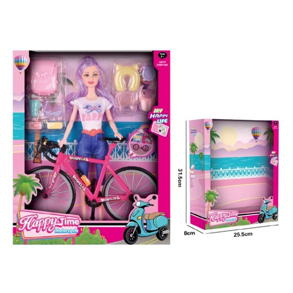 Кукла с аксессуарами, велосипед