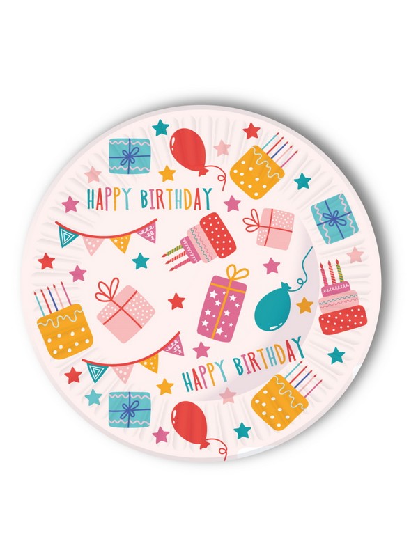 Бумажные тарелки С днем рождения (23 см, 6 шт), в/п