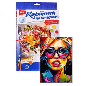 Картина по номерам на картоне 20*28,5 см "Девушка поп-арт"