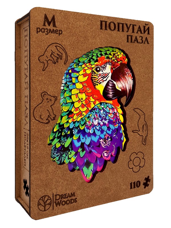 Пазл фигурный "Попугай" М, 110 деталей