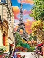 Холст с красками по номерам "Весенний романтичный Париж на закате" (13цв.)