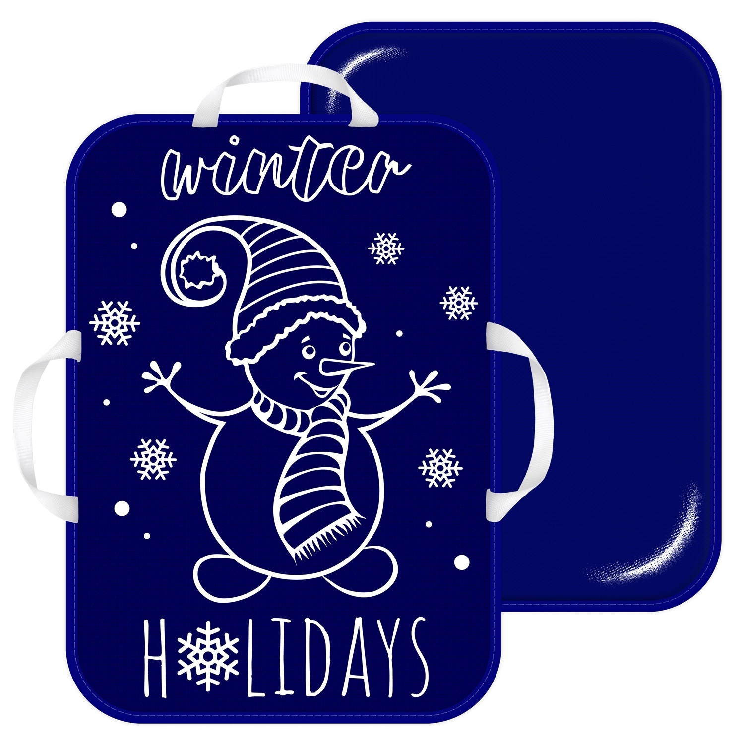 Ледянка прямоугольная "Снеговичок", синяя, 55,5x41,5x1 см