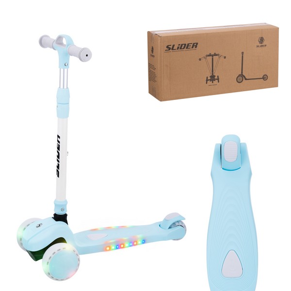 Самокат трехколесный Slider, светящиеся колёса и платформа, руль складной Самокат трехколесный Slider, светящиеся колёса и платформа, руль складной