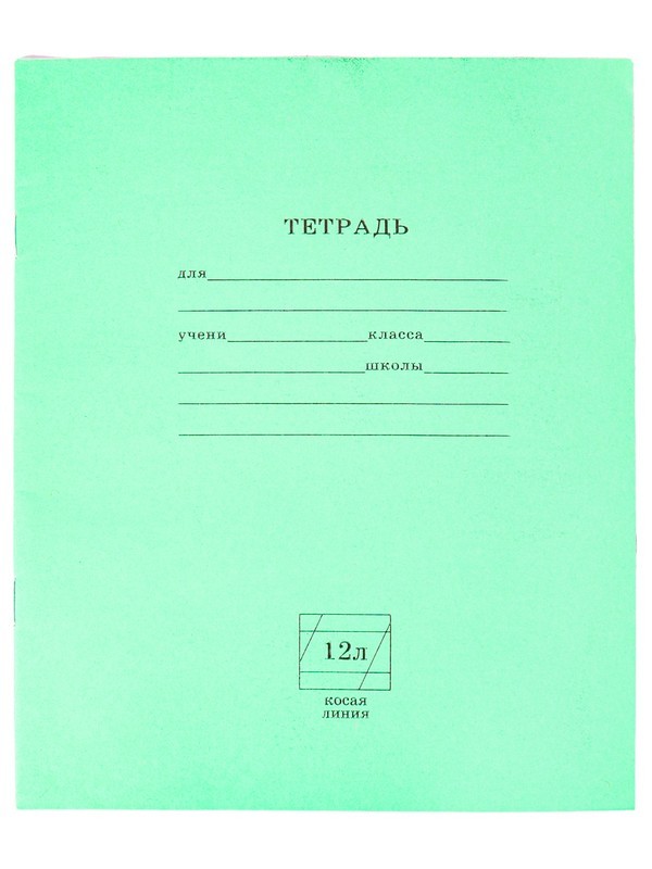 Тетрадь школьная СТАНДАРТ 12 л. КОСАЯ ЛИНИЯ,с линовкой на обл