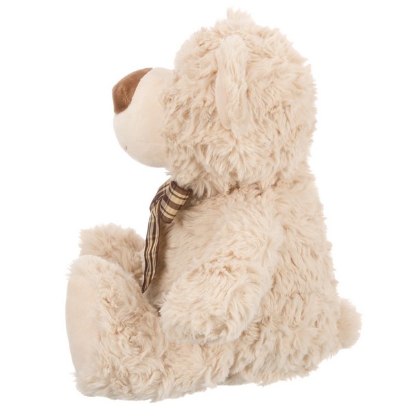 Мишка кремовый с коричневой ленточкой в клетку, 25 см