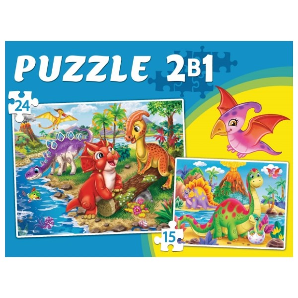 Макси-пазлы 2 в 1. МИР ДИНОЗАВРОВ  №50 (15 и 24 эл.)