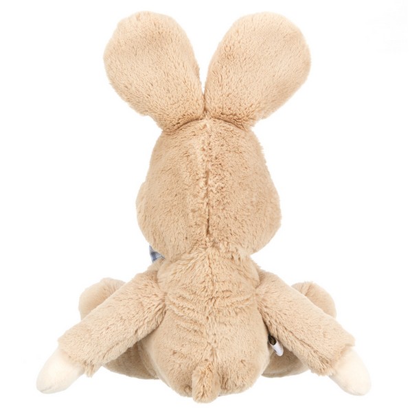 Зайчик с голубым бантиком в клетку, 25 см