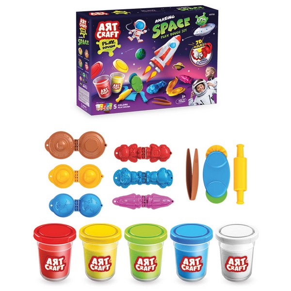 Игрушка AЯT CRAFT Набор для лепки Летим в космос, тесто 5х56г,