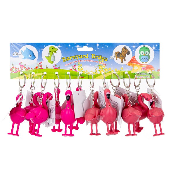 Брелок "Фламинго" (12 шт. в наборе) со светом и звуком