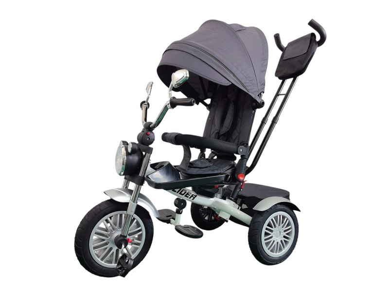 Велосипед трехколесный SLIDER, надувные колёса 12 и 10", фара, корзинка, сумочка