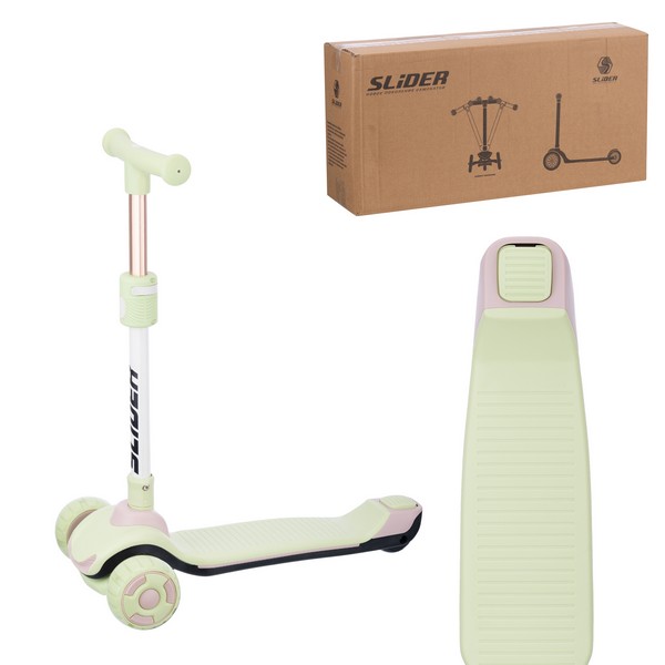 Самокат трехколесный Slider, колеса светящиеся, руль складной